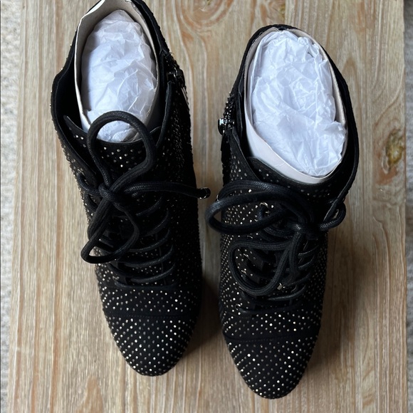 Jessica Simpson Black Studded Lace-Up Boots - Picture 7 of 12